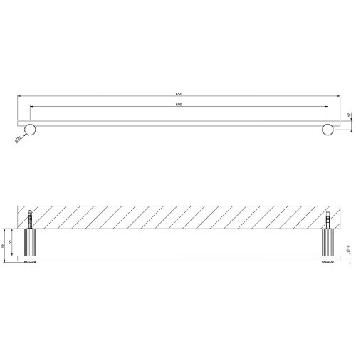 Immagine di Gessi INCASTRI porta salvietta a parete 60 cm, colore nero finitura opaco 75503#299