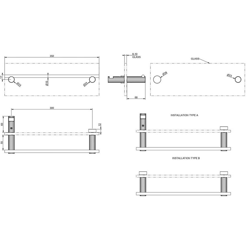 Immagine di Gessi INCASTRI maniglia e porta salvietta per vetro 30 cm, finitura cromo 75511#031
