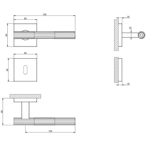 Immagine di Gessi INCASTRI maniglia per porta con rosone piccolo e bocchetta per serratura patent, finitura cromo 75540#031