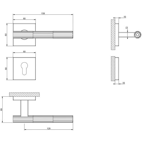 Immagine di Gessi INCASTRI maniglia per porta con rosone piccolo e bocchetta per serratura yale, finitura cromo 75541#031