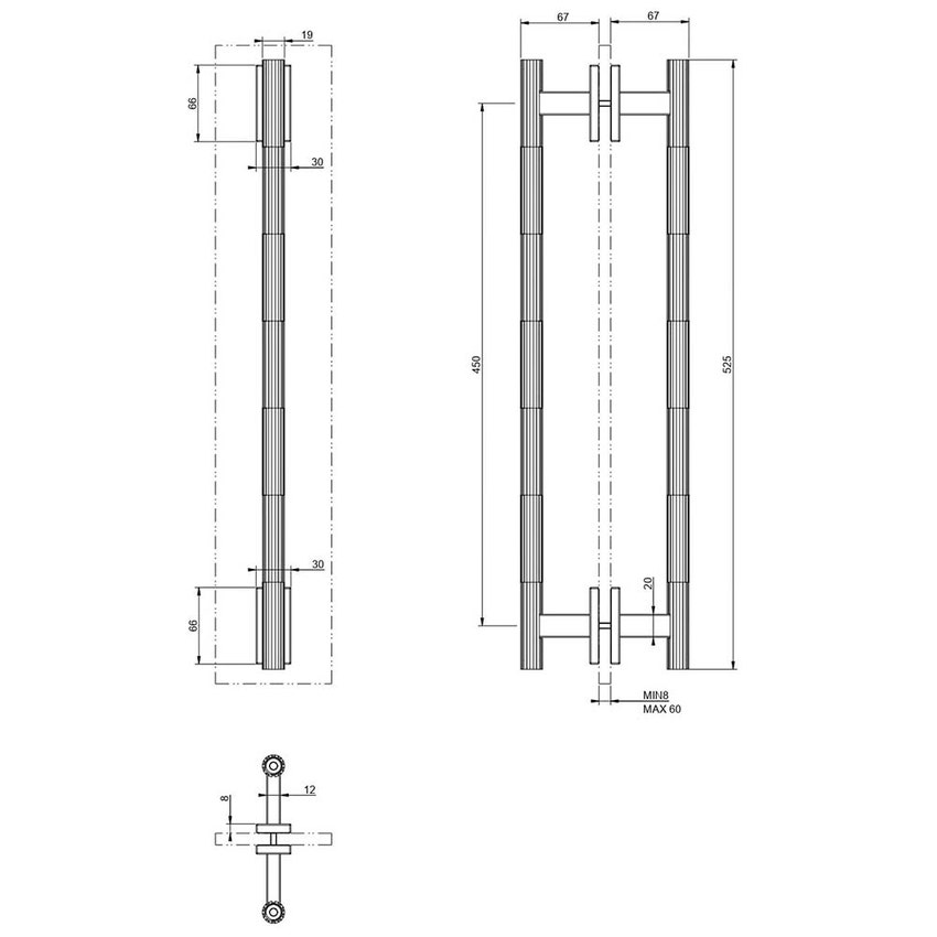 Immagine di Gessi INCASTRI maniglia doppia 45 cm. Installazione verticale/orizzontale, colore nero finitura opaco 75632#299