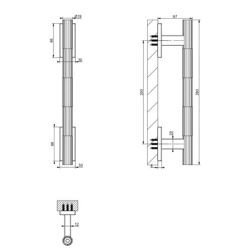 Immagine di Gessi INCASTRI maniglia 20 cm. Installazione verticale/orizzontale, finitura cromo 75634#031
