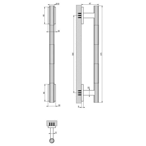 Immagine di Gessi INCASTRI maniglia 30 cm. Installazione verticale/orizzontale, colore nero finitura opaco 75635#299