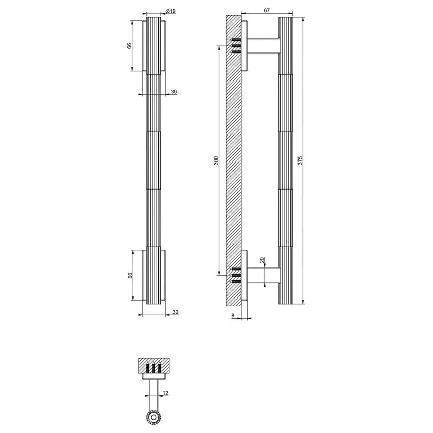 Immagine di Gessi INCASTRI maniglia 30 cm. Installazione verticale/orizzontale, colore nero finitura opaco 75635#299