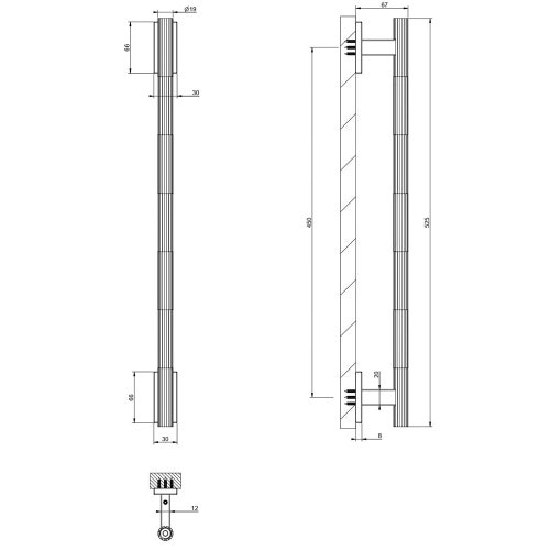 Immagine di Gessi INCASTRI maniglia 40 cm. Installazione verticale/orizzontale, colore nero finitura opaco 75636#299