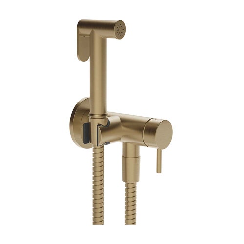 Immagine di Gessi SHOWER doccetta shut-off a parete, con miscelatore, finitura warm bronze brushed PVD 45130#726