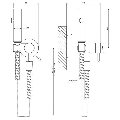 Immagine di Gessi SHOWER doccetta shut-off, con miscelatore, colore nero finitura opaco 45131#299