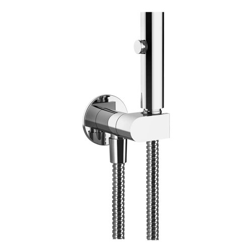 Immagine di Gessi SHOWER scopino a getto d'acqua per ceramica sanitaria a parete con valvola di sicurezza e attacco da 1/2, finitura cromo 45122#031