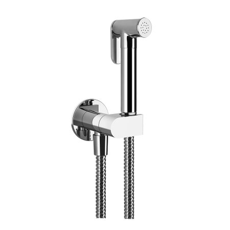Immagine di Gessi SHOWER doccetta Igienica a pulsante Shut-Off a parete con valvola di sicurezza e attacco da 1/2, finitura cromo 45126#031