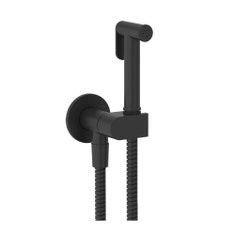 Immagine di Gessi SHOWER doccetta Igienica a pulsante Shut-Off a parete con valvola di sicurezza e attacco da 1/2, colore nero finitura opaco 45126#299
