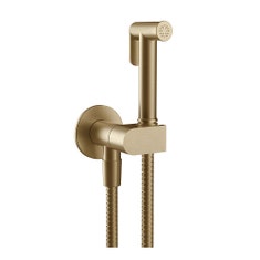 Immagine di Gessi SHOWER doccetta Igienica a pulsante Shut-Off a parete con valvola di sicurezza e attacco da 1/2, finitura warm bronze brushed PVD 45126#726