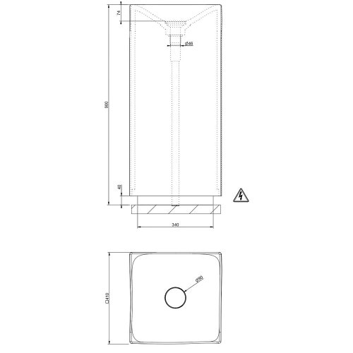 Immagine di Gessi INCASTRI lavabo da terra senza scarico troppopieno con illuminazione a led, piletta 01313 inclusa, ghiaccio 75609#561