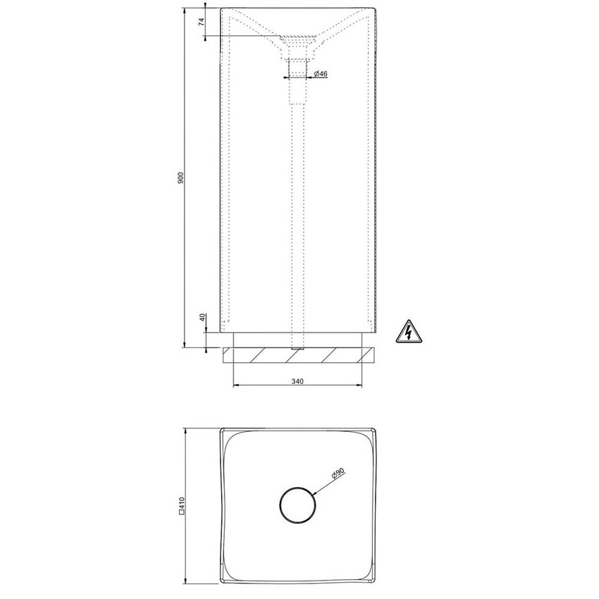 Immagine di Gessi INCASTRI lavabo da terra senza scarico troppopieno con illuminazione a led, piletta 01313 inclusa, ghiaccio 75609#561
