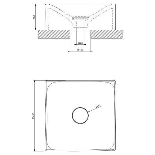 Immagine di Gessi INCASTRI lavabo da appoggio senza scarico troppopieno 40x40 cm, ghiaccio 75601#561