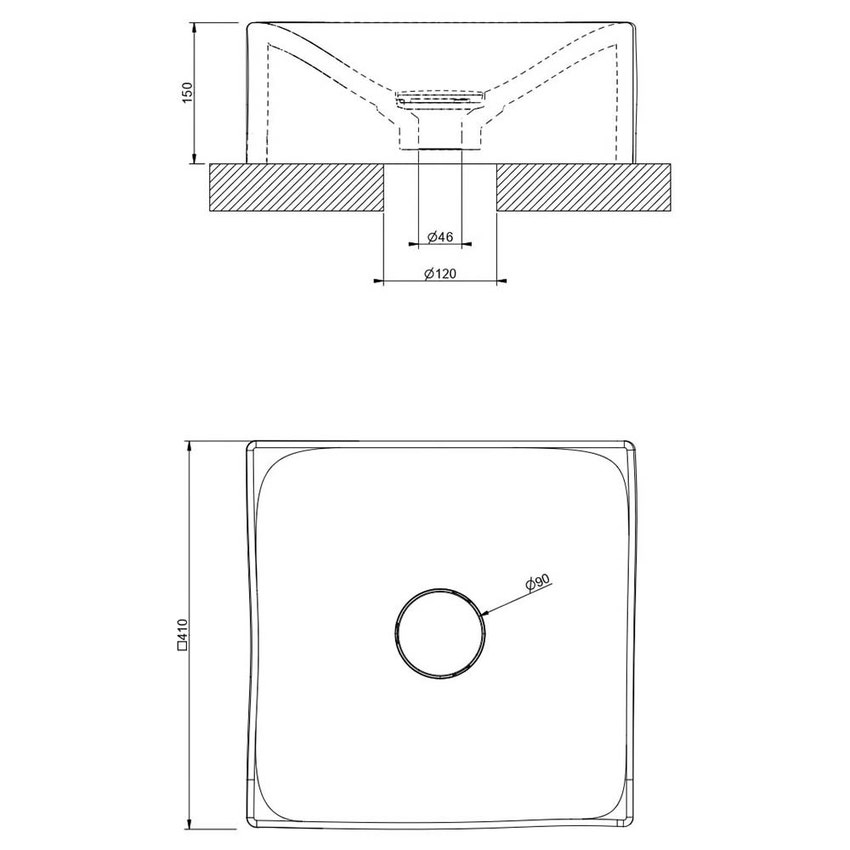 Immagine di Gessi INCASTRI lavabo da appoggio senza scarico troppopieno 40x40 cm, ghiaccio 75601#561