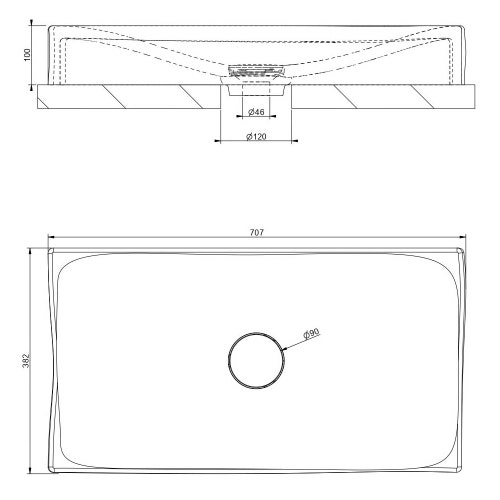 Immagine di Gessi INCASTRI lavabo da appoggio senza scarico troppopieno 65x40 cm, ghiaccio 75603#561