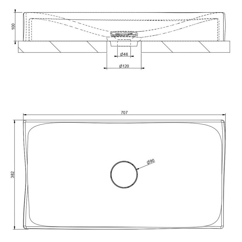 Immagine di Gessi INCASTRI lavabo da appoggio senza scarico troppopieno 65x40 cm, ghiaccio 75603#561