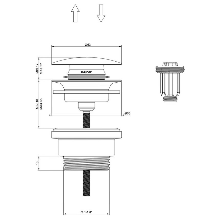 Immagine di Gessi Piletta lavabo "Stop&Go", finitura cromo 01421#031