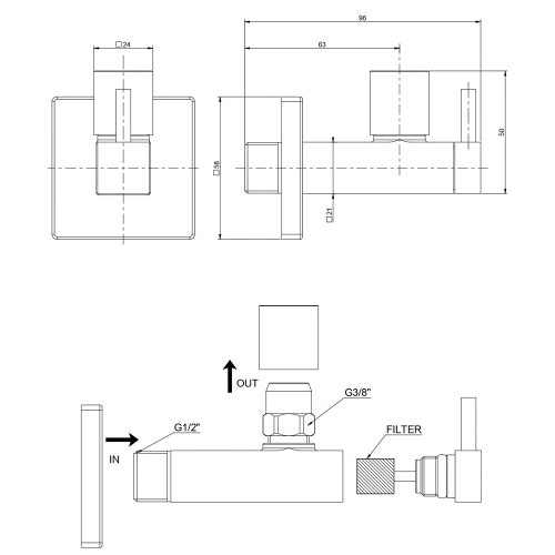 Immagine di Gessi Rubinetto sottolavabo con filtro e attacco da 1/2, finitura cromo 01412#031