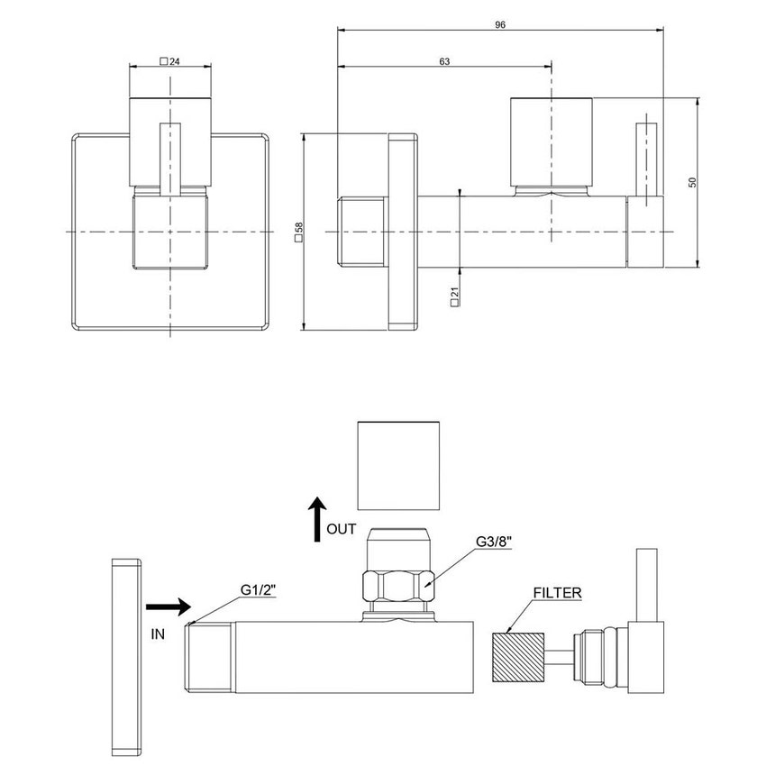 Immagine di Gessi Rubinetto sottolavabo con filtro e attacco da 1/2, finitura cromo 01412#031