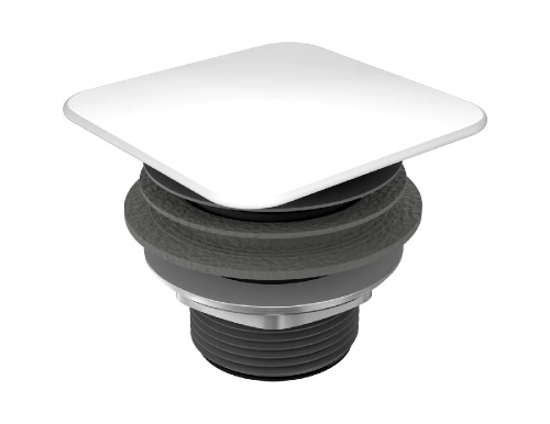 Immagine di Kaldewei Valvola a scarico libero con copertura quadrata smaltata, colore bianco alpino 905900000001