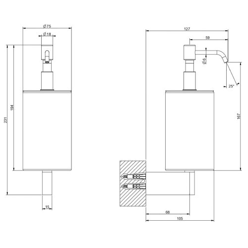 Immagine di Gessi ACCESSORIES dispenser a parete nero, finitura croma 66414#031