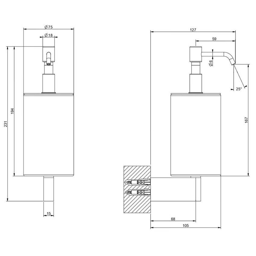 Immagine di Gessi ACCESSORIES dispenser a parete nero, finitura croma 66414#031