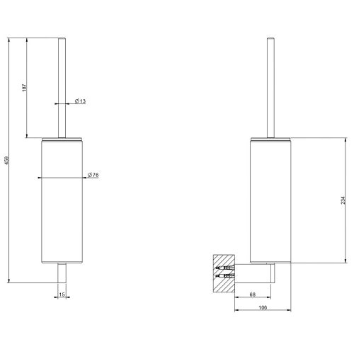 Immagine di Gessi ACCESSORIES porta scopino a parete nero, finitura cromo 66420#031