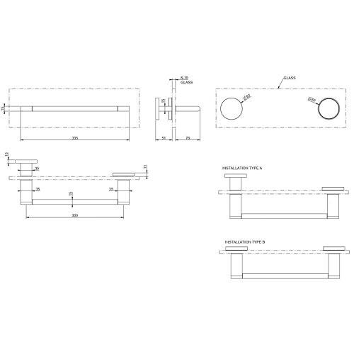 Immagine di Gessi ACCESSORIES maniglia e portasalvietta per vetro 30 cm, finitura cromo 66511#031