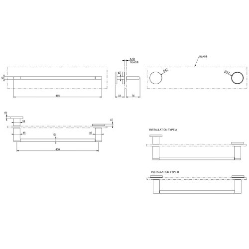 Immagine di Gessi ACCESSORIES maniglia e portasalvietta per vetro 45 cm, finitura cromo 66513#031