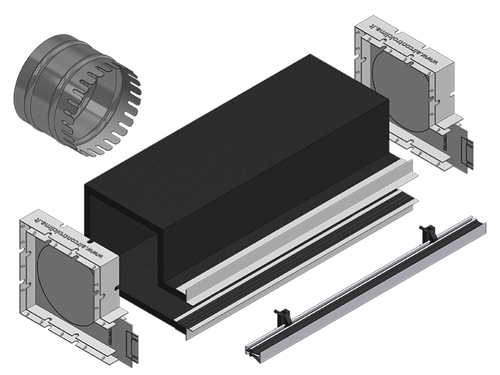 Immagine di Air Control Plenum doppia feritoia a scomparsa H 50, versione cartongesso profilo bianco 1500x50 mm,un attacco Ø200,  configurazione attacchi posteriore PS2F-CB-1500X50-1B-P