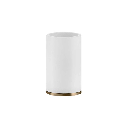 Immagine di Gessi ACCESSORIES porta bicchiere d'appoggio colore bianco, finitura warm bronze brushed PVD 58531#726