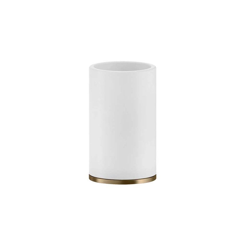 Immagine di Gessi ACCESSORIES porta bicchiere d'appoggio colore bianco, finitura warm bronze brushed PVD 58531#726