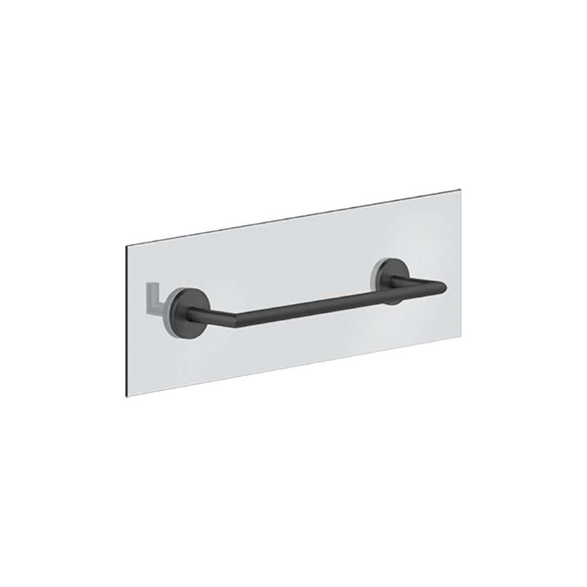 Immagine di Gessi ACCESSORIES maniglia e porta salvietta L.30 cm per vetro, colore nero finitura opaco 63724#299