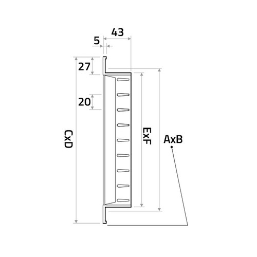 Immagine di Tecnosystemi Bocchetta di mandata foro 665x160mm in alluminio verniciato bianco per unità canalizzata a bassa prevalenza PWC100096