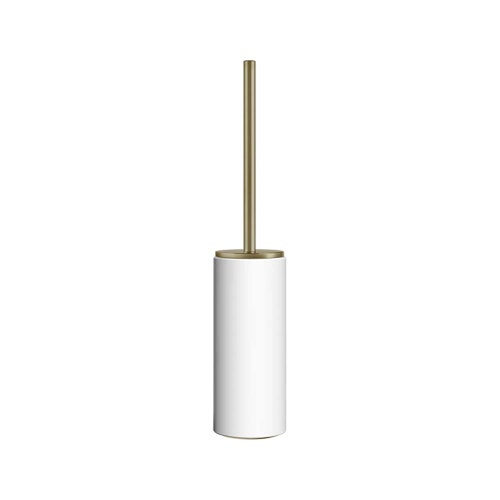 Immagine di Gessi ACCESSORIES porta scopino bianco, da appoggio, finitura brass brushed PVD 63743#727