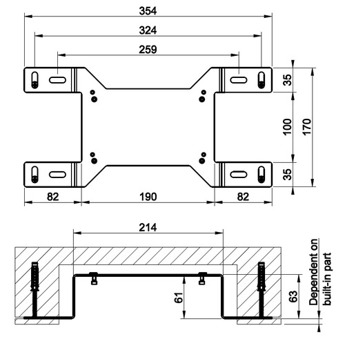 Immagine di Gessi Set di fissaggio per parte incasso 38497, 38498, 44697, 54073, 54169, 54198 e 63397 01011#031