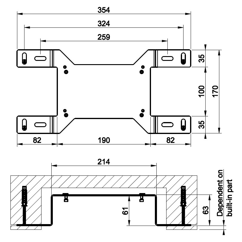 Immagine di Gessi Set di fissaggio per parte incasso 38497, 38498, 44697, 54073, 54169, 54198 e 63397 01011#031
