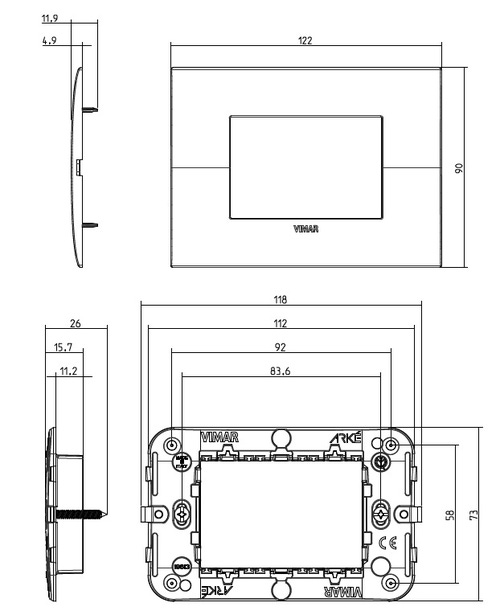 Immagine di Aermec accessorio placca con supporto per interfaccia DI24 colore grigio grafite DI24CP