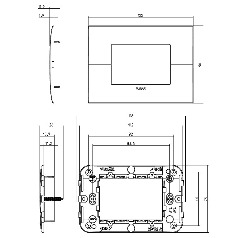 Immagine di Aermec accessorio placca con supporto per interfaccia DI24 colore grigio grafite DI24CP