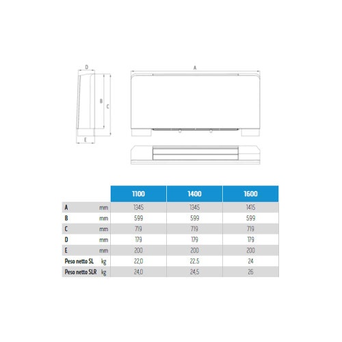 Immagine di Olimpia Splendid Bi2 Air slim SL 1400 DC AR, ventilconvettore per installazione verticale ed orizzontale con comando analogic remote, colore bianco 02049