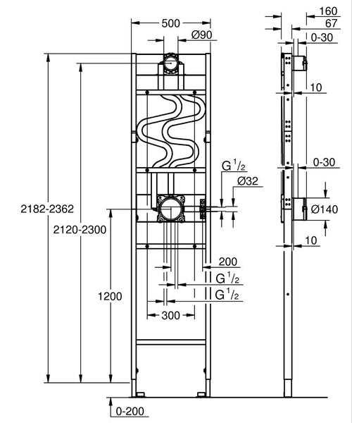 Immagine di Grohe RAPID  Shower Frame corpo incasso per installazioni con soffione duo e manopola con telaio doccia integrato 1039949990