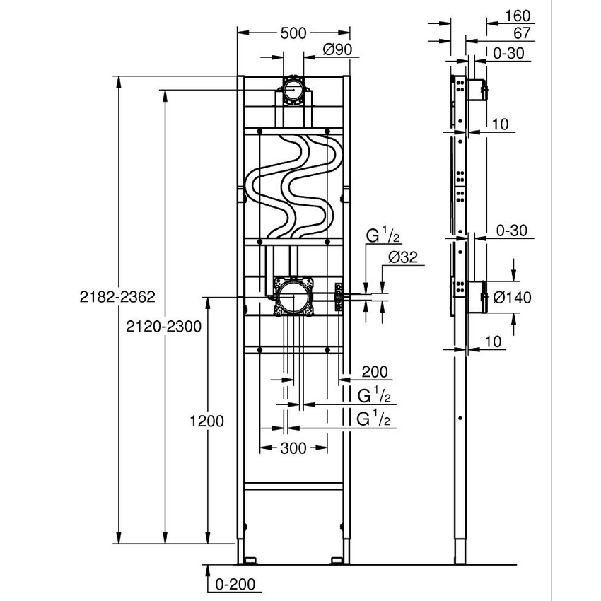 Immagine di Grohe RAPID  Shower Frame corpo incasso per installazioni con soffione duo e manopola con telaio doccia integrato 1039949990