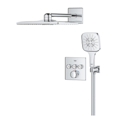 Immagine di Grohe GROHTHERM SMARTCONTROL set doccia con miscelatore termostatico doccia incasso 3 vie square con rainshower smartactive 310 cube, finitura cromo 1039980000