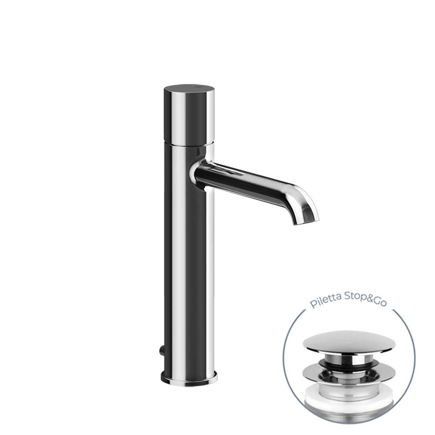 Immagine di Gessi HABITO miscelatore lavabo H.26.7 cm, con piletta Stop&Go, con flessibili di collegamento, finitura cromo 70005#031