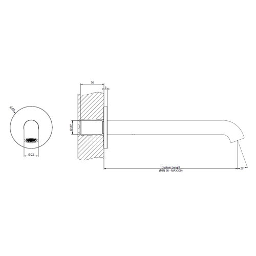 Immagine di Gessi SHOWER bocca lavabo lunghezza personalizzata, da parete, finitura cromo 66104#031