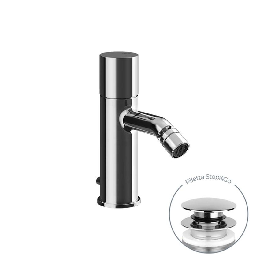 Immagine di Gessi HABITO miscelatore bidet, con scarico Stop&Go e flessibili di collegamento, finitura cromo 70007#031