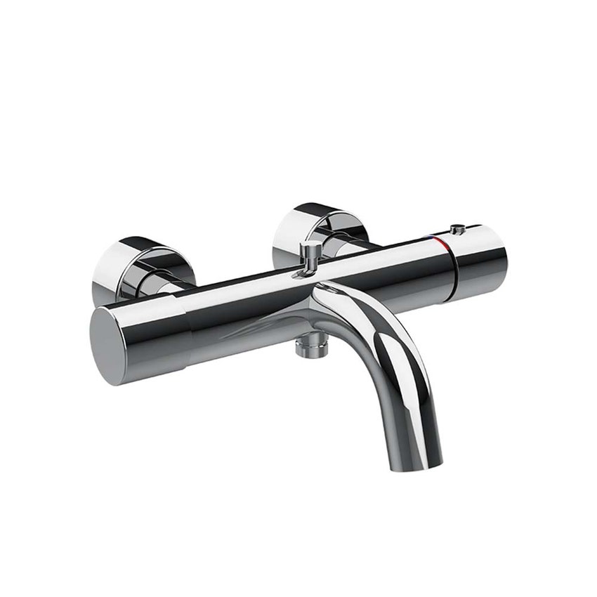 Immagine di Gessi HABITO miscelatore termostatico vasca con bocca di erogazione, presa acqua e deviatore automatico, finitura cromo 70013#031