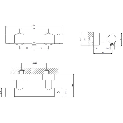 Immagine di Gessi HABITO miscelatore termostatico esterno doccia, finitura cromo 70033#031
