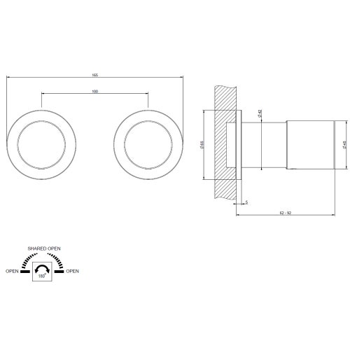 Immagine di Gessi HABITO miscelatore doccia a parete 2 vie con deviatore, finitura cromo 70079#031